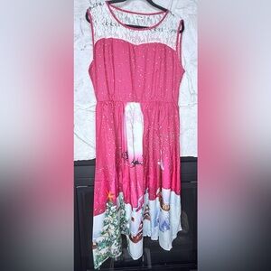 Nextmia | Women’s Sleeveless Red Party Dress with Holiday Graphics, Size 18